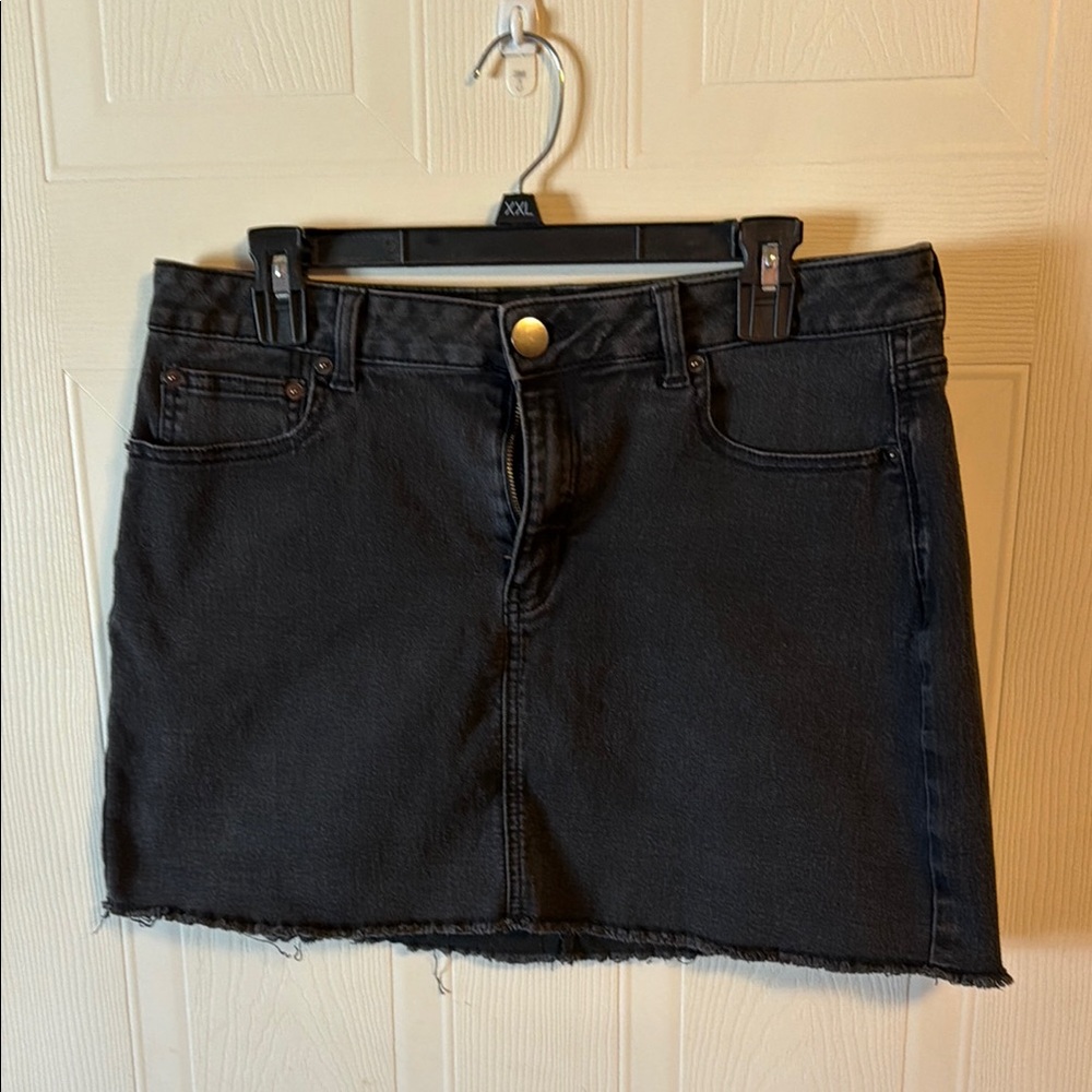 Black Denim Mini Skirt